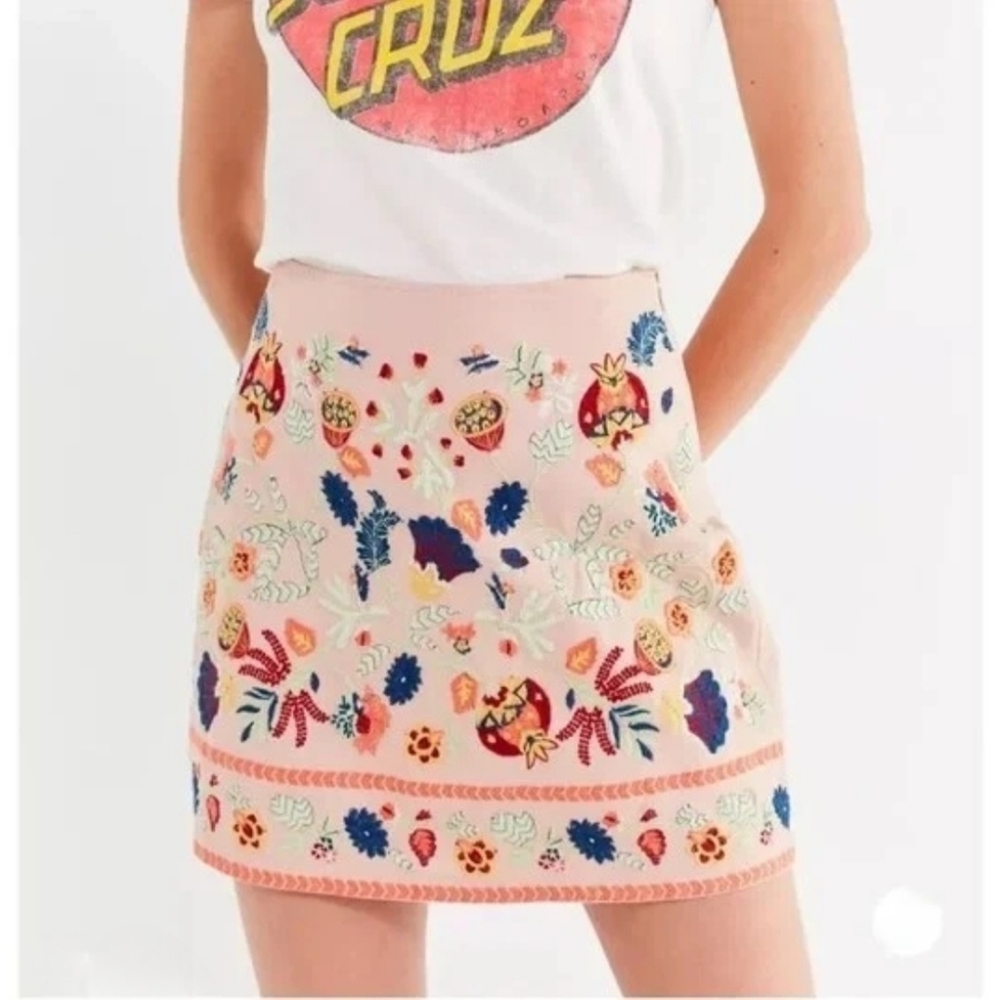 Urban Outfitters Embroidered Mini Skirt